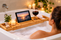 Luxury Bamboo Bath Tray – Adjustable Bathtub Caddy for Relaxing Spa Nights